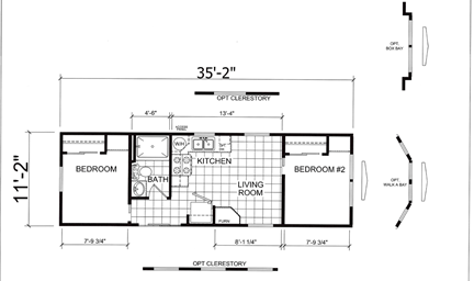APS-511 compact two-bedroom tiny home floor plan preview